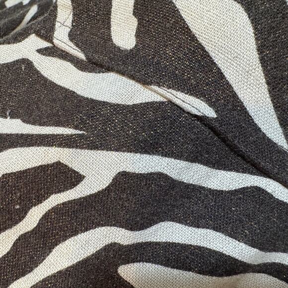 Chico's jacket brown & tan zebra linen 3/4 tab sleeve button front Sz 0 US S - Picture 11 of 13